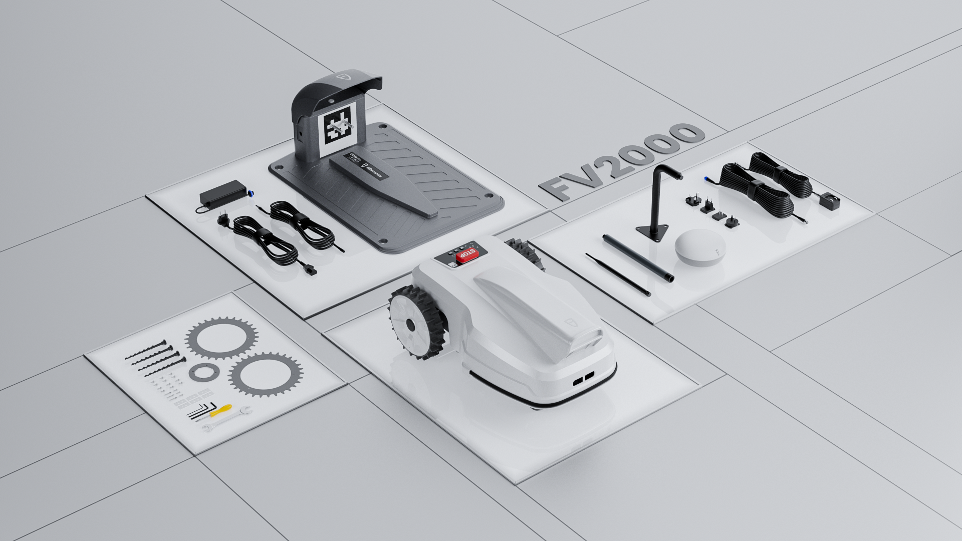 FJD FV2000 Wireless Automatic Robotic Lawn Mower for Yards-US